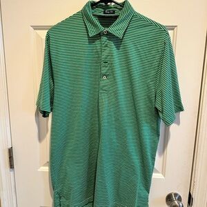 Polo Golf Ralph Lauren Vintage Lisle Green White Striped Polo Mens S/S Sz M